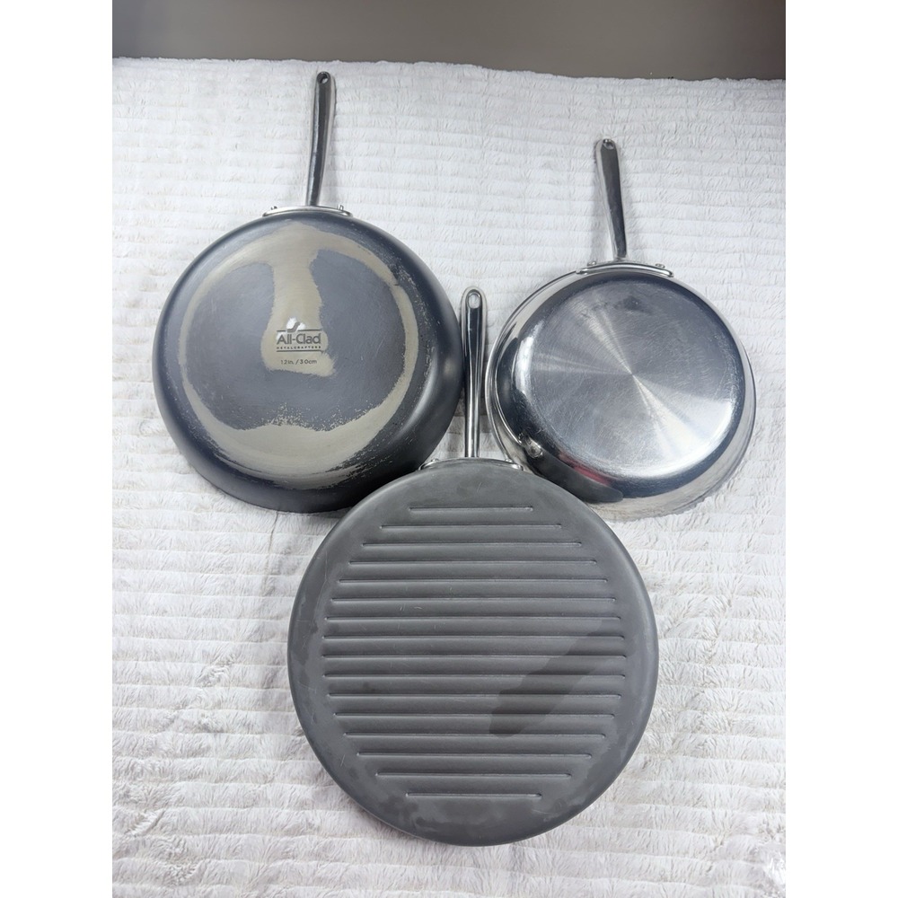 All-Clad 3 Pan‎ Set (2 Non-Stick 1 Steel) 12" Pan 12" Griddle 10.5" Pan (Steel)